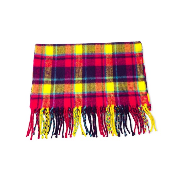 Colorful Plaid Scarf with Fringe NEW NWOT - Picture 4 of 4